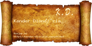 Kender Dionízia névjegykártya